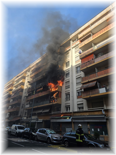 Immeuble incendié quartier Ariane Nice