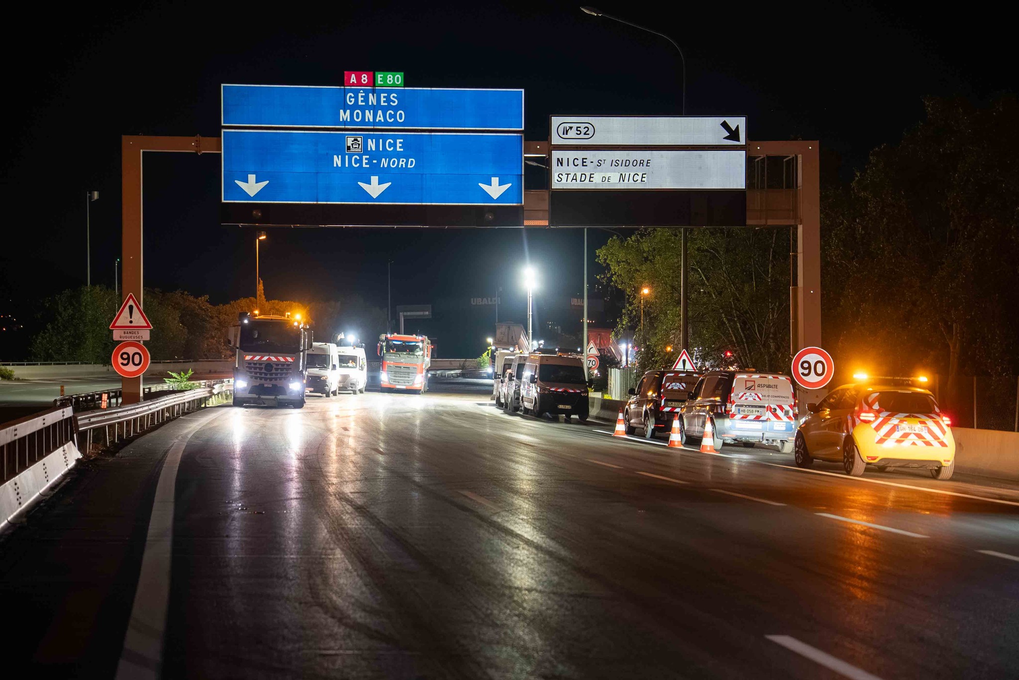 Travaux de nuit sur l autoroute A8 dans les Alpes-Maritimes