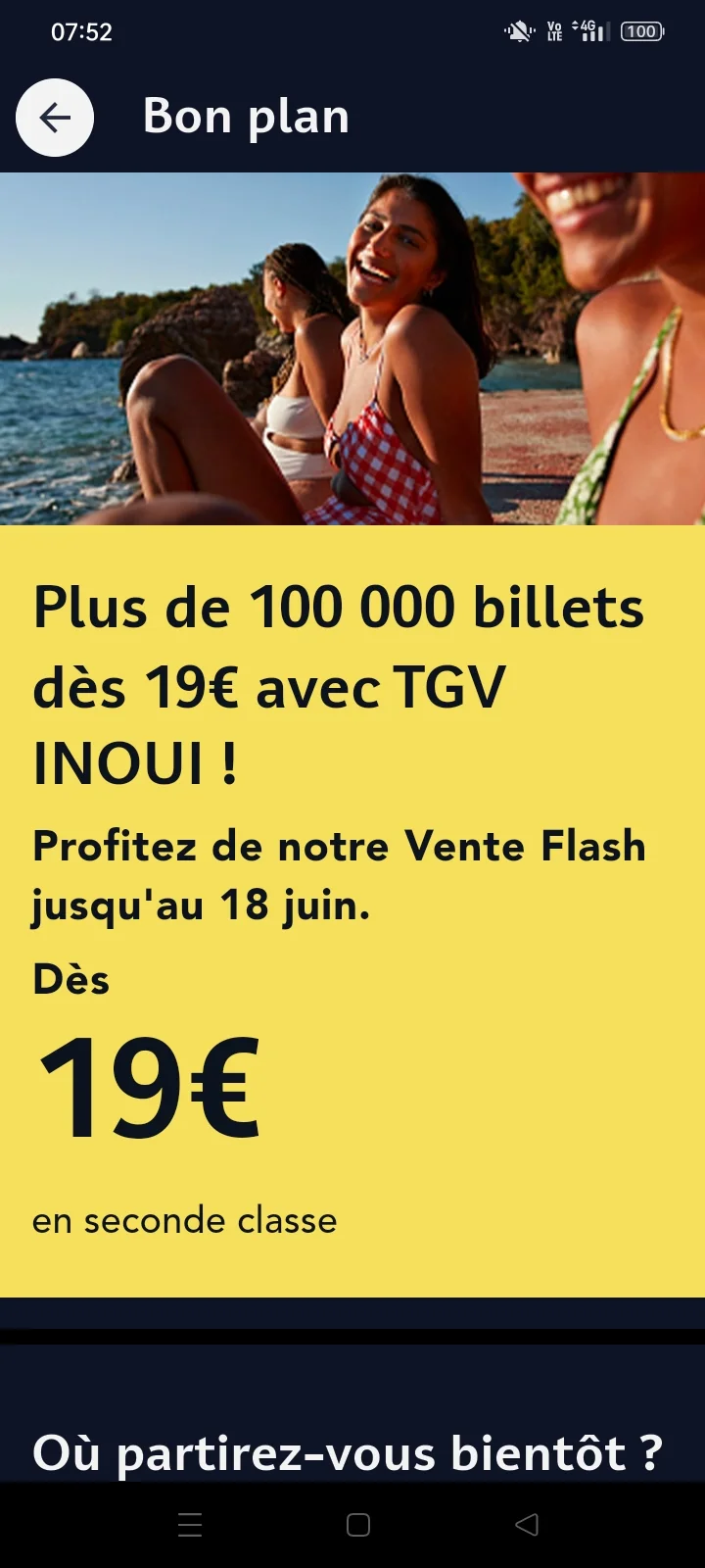 Écran SNCF Connect : plus de 100 000 billets dès 19 €, vente flash jusqu’au 18 juin