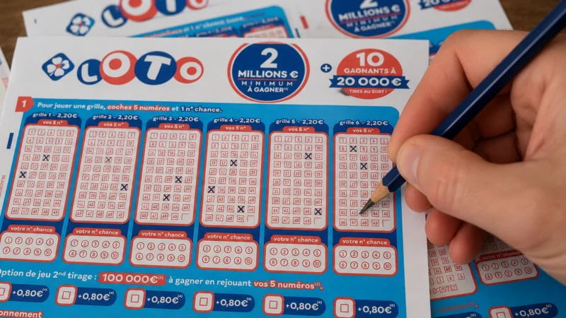 Bulletins de Loto de la Fran&ccedil;aise des jeux pos&eacute;s sur une table